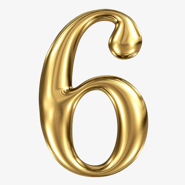 金色立体数字6免抠