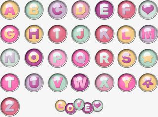 26个英文字母水晶按钮装饰免抠