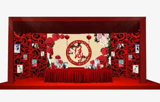 中式婚礼布置效果图免抠