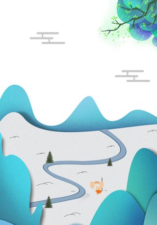剪纸山水海报背景高清