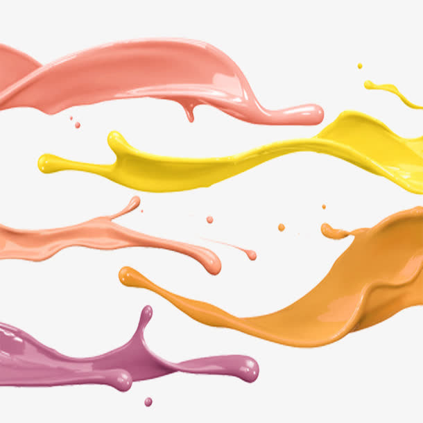 彩色油漆笔刷喷溅矢量素材免抠