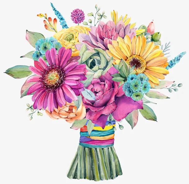 一束鲜艳的花朵素材免抠