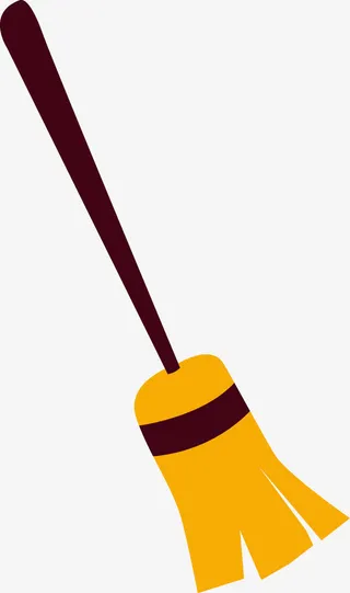 咖啡色卡通扫把免抠