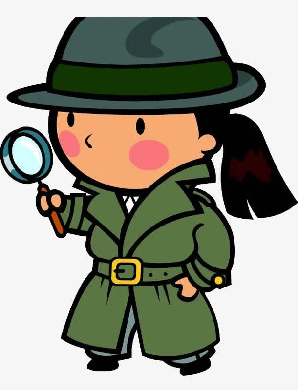 手拿放大镜的小女孩卡通矢量图免抠