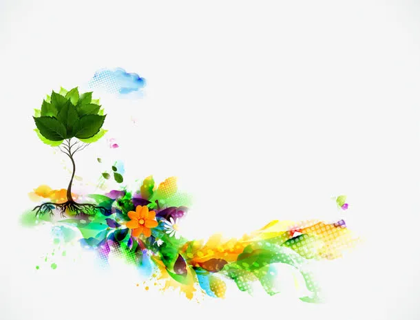 绿叶卡通树梦幻免抠