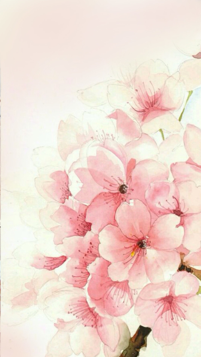 水墨手绘桃花背景高清