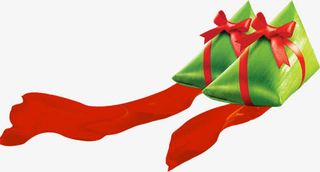 红飘带卡通粽子端午免抠