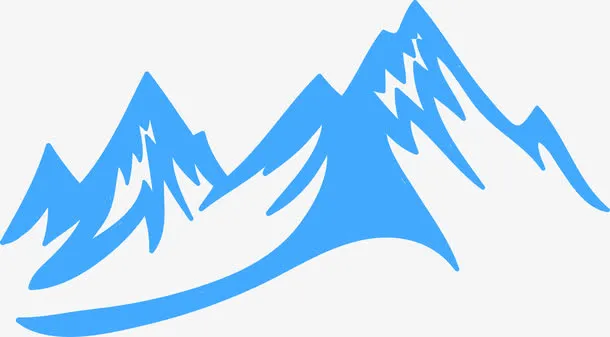 蓝色矢量山坡图免抠