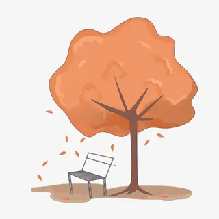 秋叶飘落金色秋天免抠