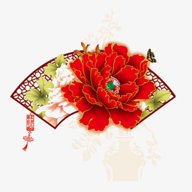 红色牡丹花免抠
