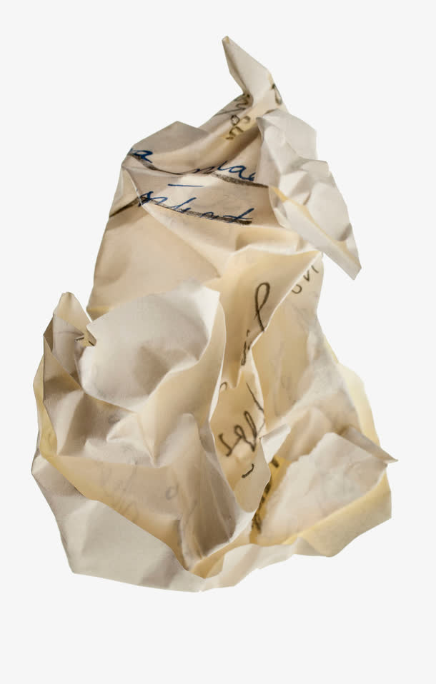 白色揉成一团废纸免抠