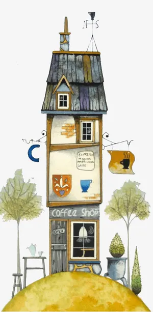 手绘卡通屋子漫画免抠