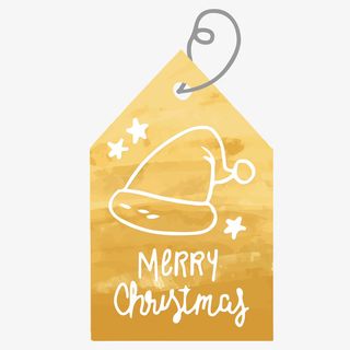 圣诞帽子金色标签免抠