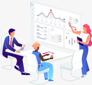 2.5D商务讨论矢量插画免抠