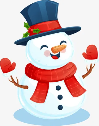 冬天开心可爱雪人免抠