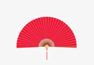 红色的古风扇子免抠