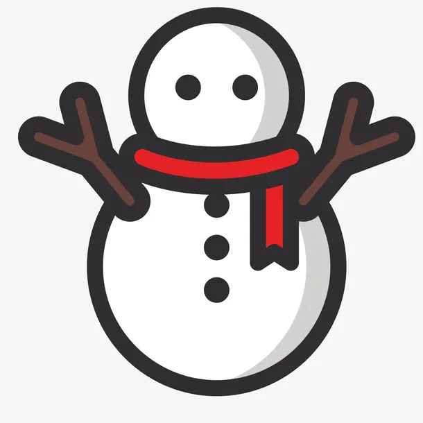 简笔绘画可爱雪人免抠