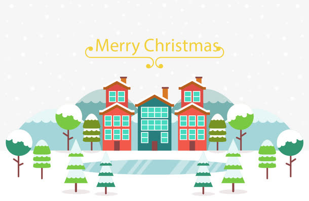 大雪覆盖的街景免抠