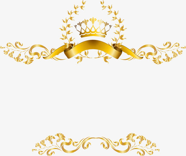 金色大气花边皇冠边框纹理免抠