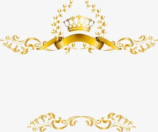 金色大气花边皇冠边框纹理免抠