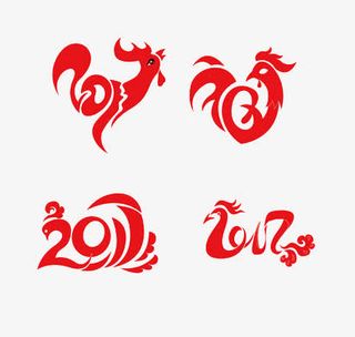 四款2017鸡年素材免抠