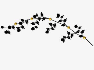 黄色小花树枝黑色叶子免抠
