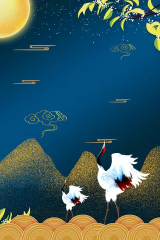 丹顶鹤桂花背景图高清