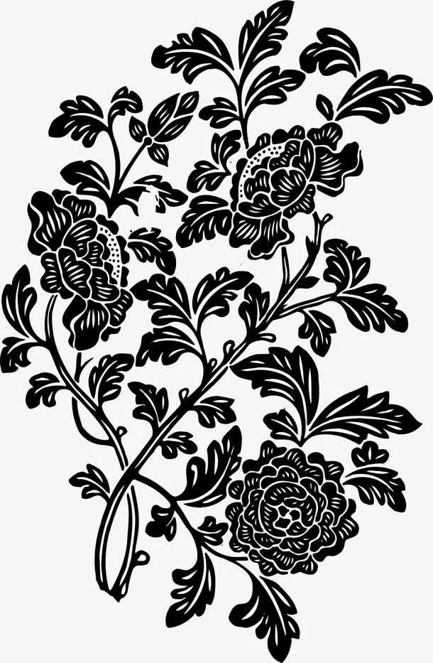 传统古典花纹花树素材免抠
