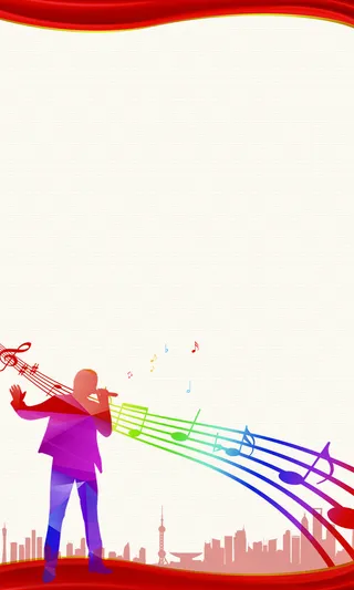 简约红色音乐音符平面广告高清