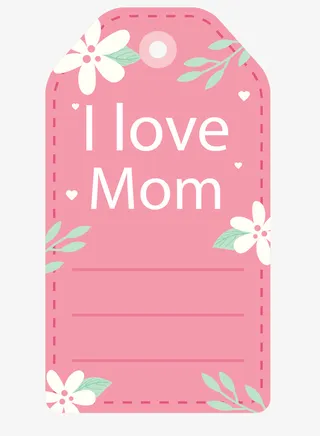 小碎花粉红母亲节标签免抠