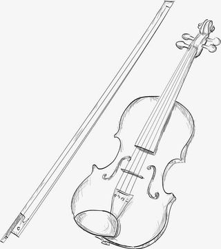 手绘小提琴免抠