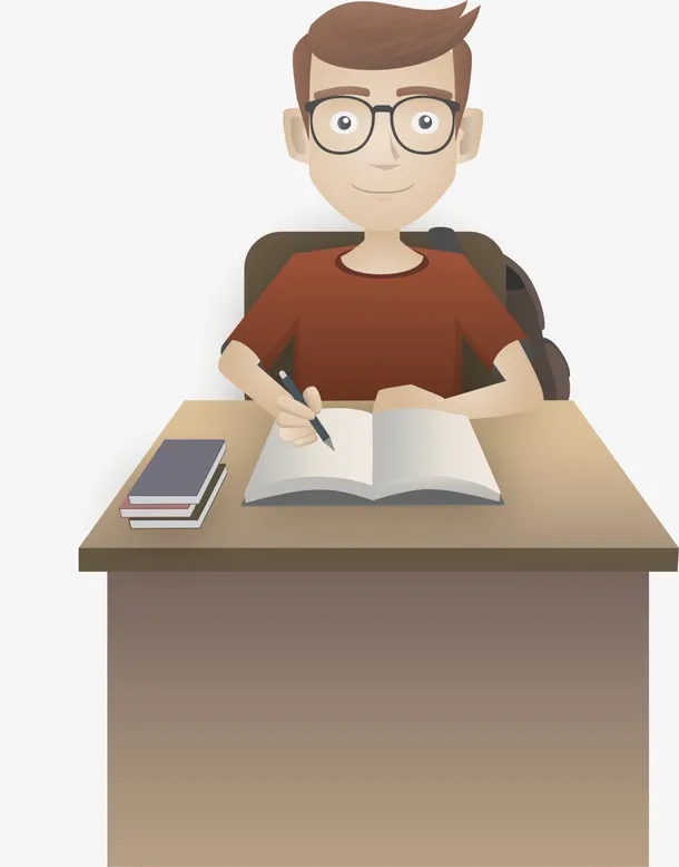 开学季写作业的小男孩免抠