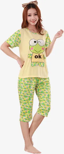 夏日小清新青蛙睡衣免抠