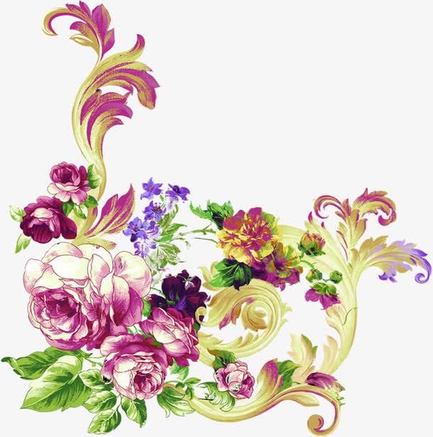 古典水彩花朵招聘免抠