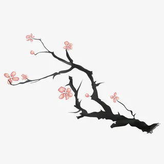 水墨画梅花桃花免抠