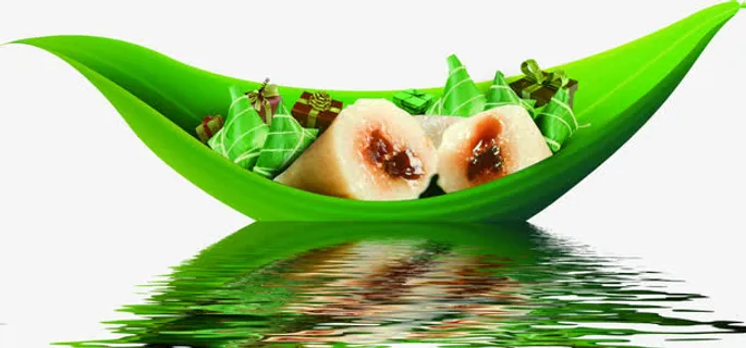 龙舟造型竹叶粽子免抠