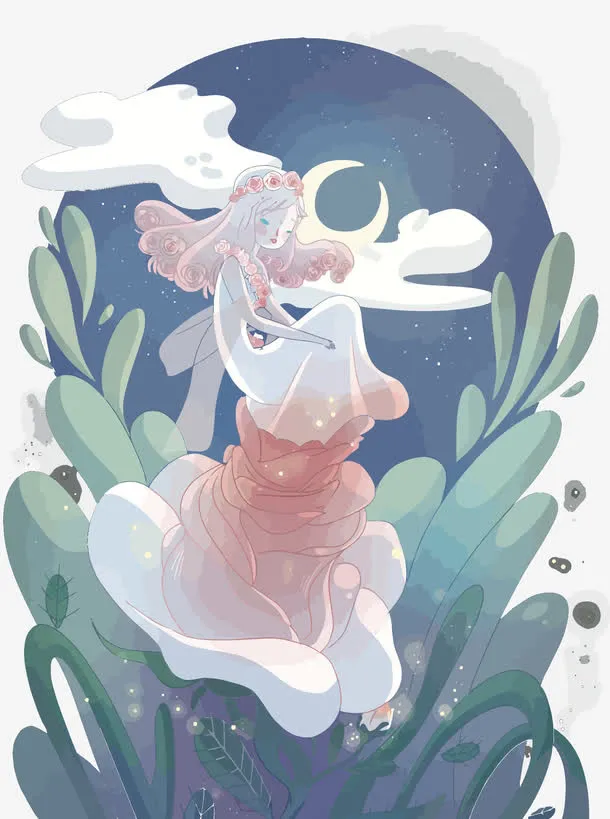 矢量拇指姑娘免抠