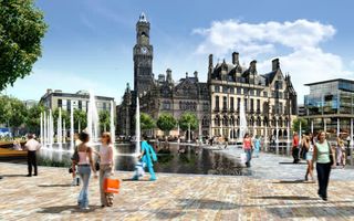 欧式喷水池海报背景