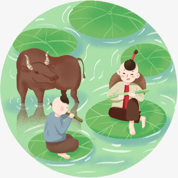 两个牧童吹笛免抠