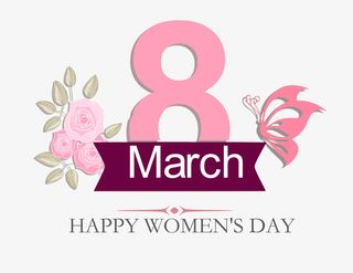 柔美三月节数字八装饰免抠