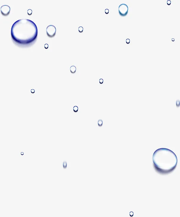 蓝色卡通晶莹水珠手绘免抠