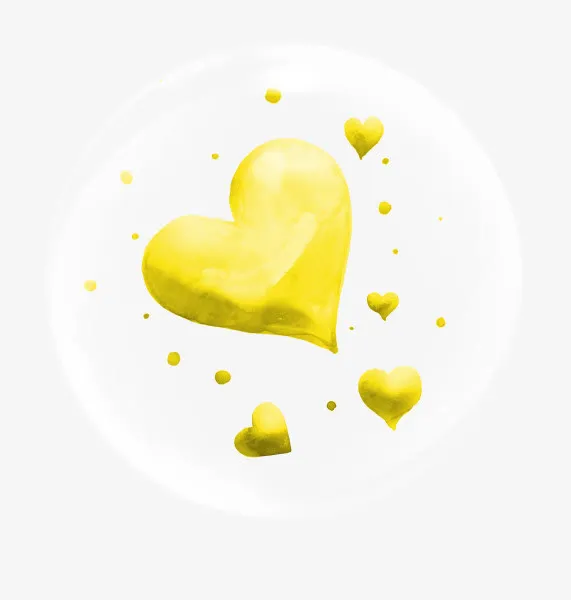 黄色心形漂浮免抠
