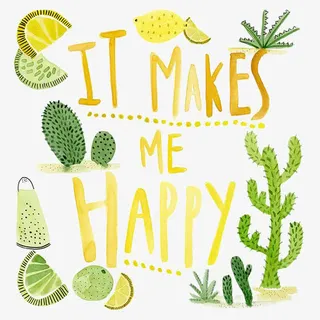 水彩黄色英文免抠