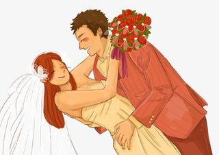 卡通手绘人物插画婚礼现场新娘新免抠