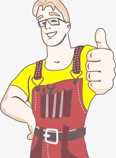 戴眼镜的装修工人免抠