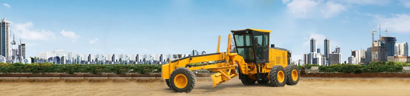 黄色挖掘机城市背景高清