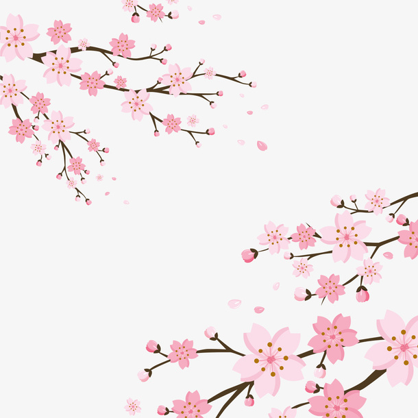 手绘春天粉色桃花装饰免抠