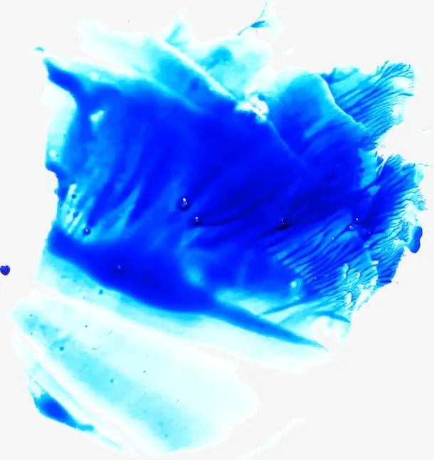 蓝色水彩墨迹免抠