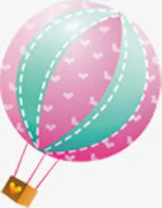 粉红热气球飞翔漂浮免抠