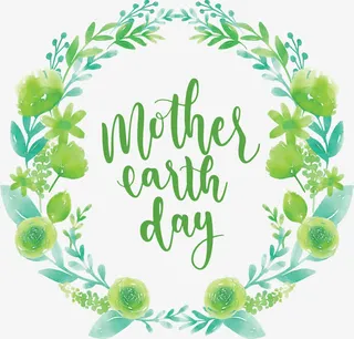 春天水彩绿色花环免抠